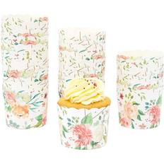 Muffin Cases Sparkle and Bash Pack Floral Wrappers Wedding, Watercolor Flower Paper Muffin Case