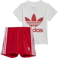 1-3M Children's Clothing Adidas Trefoil Shorts & Tee Set - White/Red (HE4659)
