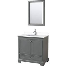 White Vanity Units for Single Basins Wyndham Collection Deborah WCS202036SKGWCUNSM24 36" Marble Countertop