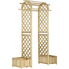 OutSunny 7.5FT Garden Arch Trellis with Foldeable Planter