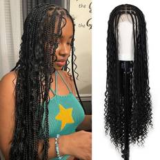 Sangtok HD Boho Box Braid Goddess Locs Wig 36 inch 1B Natural Black