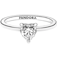 Pandora Sparkling Heart Solitaire Ring - Silver/Transparent