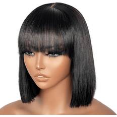 Luvme Black Extensions & Wigs Luvme 2x1 Lace Scalp Bob Bang Wig Black 10 inch