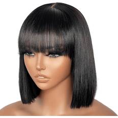 Luvme Wigs Luvme 2x1 Lace Scalp Bob Bang Wig Black 10 inch