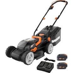 Adjustable Handle Height Lawn Mowers Worx WG779 (2x4.0Ah) Battery Powered Mower