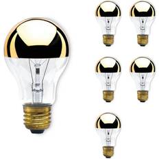 Incandescent Lamps Bulbrite 60-Watt A19 Incandescent Light Bulb Medium Base (E26) Half Gold 2700K (6-Pack)