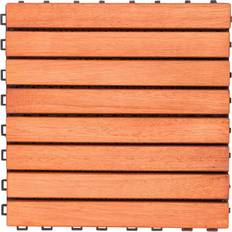 Flybold Acacia Wood Outdoor Flooring Interlocking Wood Tiles 12 x 12