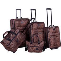 Suitcase Sets American Flyer Animal Print 5 Spinner Luggage Set