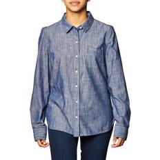Tommy Hilfiger Women Shirts Tommy Hilfiger Womens 3/4 Roll Tab Sleeve Casual Button Down Top Chambray