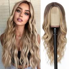 Blonde Wigs Nayoo Middle Part Curly Wavy Wig 26 inch Ombre Blonde