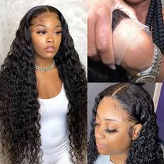 ISee Extensions & Wigs iSee 13X4 Deep Wave Lace Front Wig 26 inch Natural Black