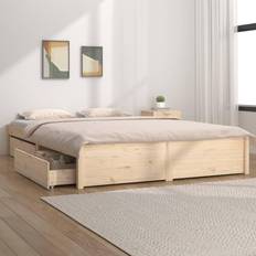 vidaXL brown, 200 Bed Frame with Drawers Bettrahmen