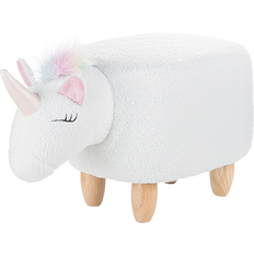 Beliani Fabric Stool White UNICORN