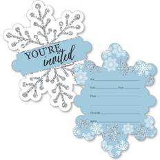 Winter Wonderland Shaped Fill-in Invites Cards with Envelopes Set of 12 Blue