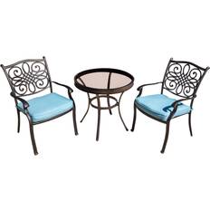 30 inch glass table top Hanover TRADDN3PCG Traditions Bistro Set