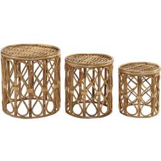 Natur Settbord Dkd Home Decor Set of 3 Natural wicker Settbord