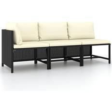 3 piece patio set black vidaXL 3 Piece Patio Sofa Outdoor Lounge Set