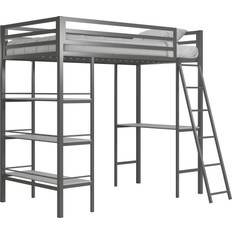 Loft bunk bed Little Seeds Nova Metal Loft Bed with Shelves Twin Bunk 41.5x77.5"