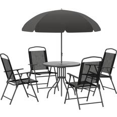 Black round folding table OutSunny 01-0709 Patio Dining Set
