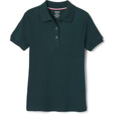 French Toast Toddler School Uniform Short Sleeve Picot Collar Interlock Polo Shirt - Hunter Green