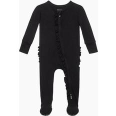 Elastane Jumpsuits Posh Peanut Unisex Ruffled Zippered Footie Baby Black Newborn