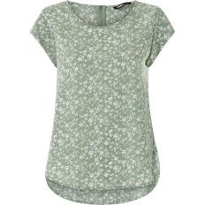 Grønne Bluser Only Printed Top with Short Sleeves - Green/Lily Pad