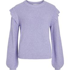 Vila Ruffled Knit Sweater - Purple