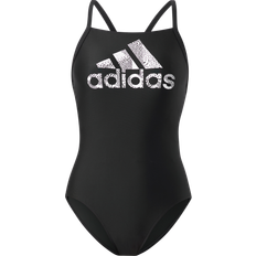 Hvite Badedrakter Adidas Big Logo Swimsuit Black White