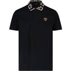 Clothing Versace Greca Short-Sleeved Polo Shirt - Black