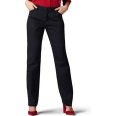 Lee Women Clothing Lee Women's Wrinkle-Free Relaxed Fit Straight-Leg Pants, T/Large, Black