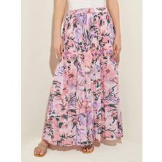 Misook Printed Pull On Maxi Skirt Rose Petal/Multi