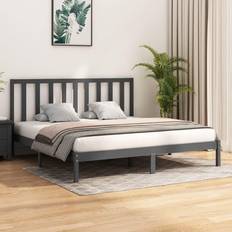 vidaXL grey, 180 Pine Bed Frame Sängram