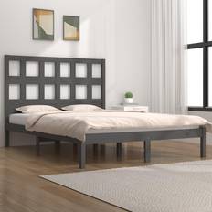 vidaXL grey, 180 Pine Bed Frame Honey Sängram