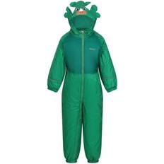 Regndresser Regatta Girl's Childrens/Kids Mudplay III Dinosaur Waterproof Puddle Suit Green/Jellybean Green