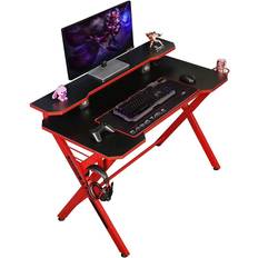 Homcom Gaming Computer Desk, Home Office Gamer Table Workstation