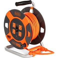 ReelWorks Extension Cord Reel Retractable, 14AWG x 40' Ft 3C SJT, Wall Mount  Kit, 3 Outlet/Triple Tap Connector 