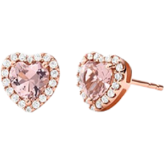 Michael Kors Pavé Heart Stud Earrings - Rose Gold/Pink/Transparent
