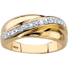 Men Rings PalmBeach Round Wedding Band Ring - Gold/Diamonds