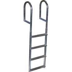 Boat Ladder Dock Edge DE2044F Welded Aluminum Fixed Wide Step Ladder 4-Step