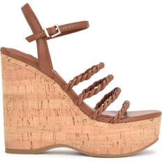 Nine West Renest Ankle Strap Wedge Sandals Brown