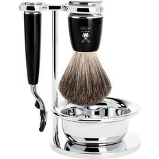 Mühle RYTMO Black 4-Piece Pure Badger 3-Blade Razor Modern Luxury Wet Shaving Set Perfect for Every Day Use, Barbershop Quality Close Smooth Shave
