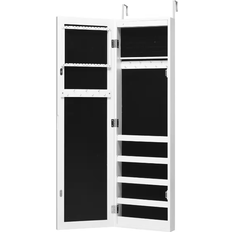 Costway Wall Door Mounted Mirrored Jewelry Cabinet - White