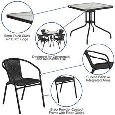 Black Outdoor Dining Tables Flash Furniture 28SQ Black