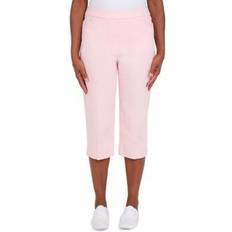 Alfred Dunner Women's Classic Allure Stretch Clamdigger Capri, Tea Rose Pink Misses Tea Rose