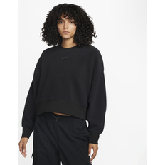 Nike Women's Sportswear Plush Cropped Crewneck Sweatshirt Black/Dark Smoke Grey