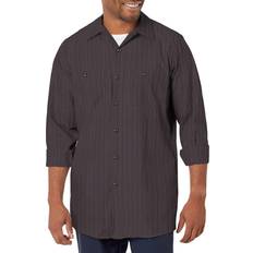 Red Kap mens Long Sleeve Industrial Stripe Work Shirt - Charcoal with Blue/White Stripe