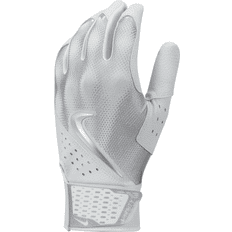 Men - White Gloves & Mittens Nike Men Alpha Varsity Baseball Batting Gloves - White/Merallic Silver