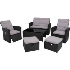 Tectake Lounge-Sets tectake black Garden rattan