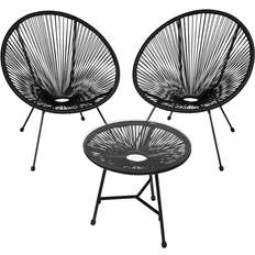 Schwarz Café-Sets tectake black of 2 Santana chairs