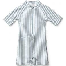 Polyester UV-Anzüge Liewood Max Seersucker UV Sun Suit - Stripe Sea Blue/White